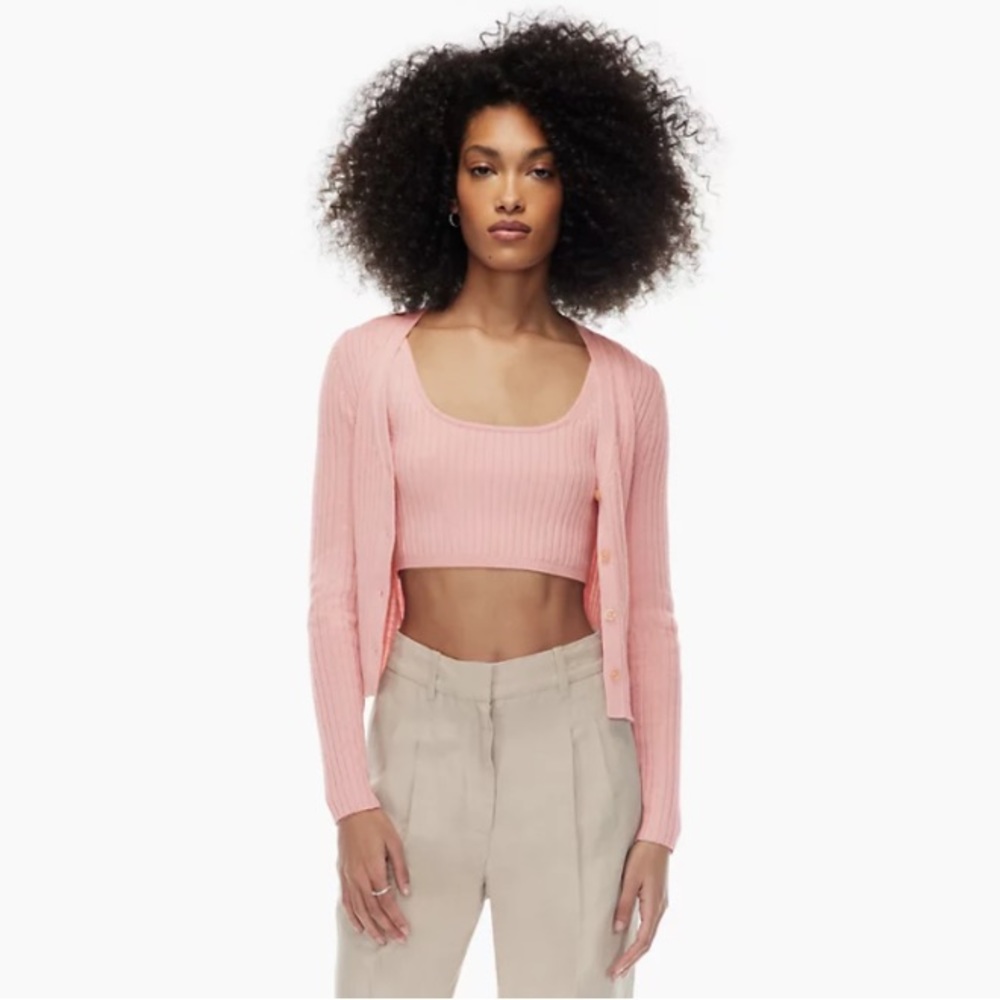 Aritzia Manila Pink Ribbed Crop Tank